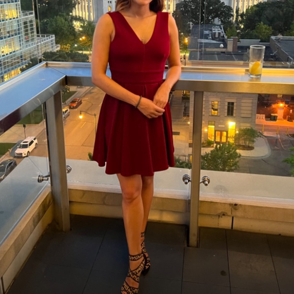 Burgundy, A line skater dress, size small